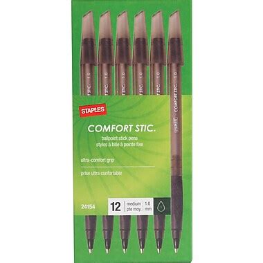 Staples Comfort Stic™ Grip Ballpoint Pens, Medium Point, Black, Dozen (24154/12047) | Staples®