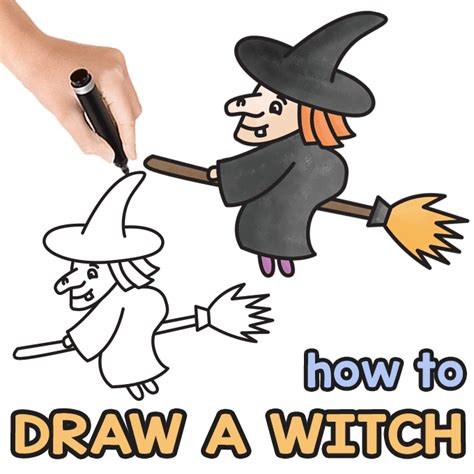 How to Draw a Witch – Step by Step Drawing Tutorial - Easy Peasy and Fun