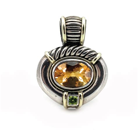 David Yurman Sterling Silver Citrine & Peridot Cable Pendant | eBay