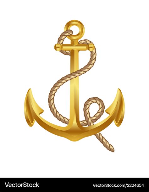 Gold anchor art icon symbol Royalty Free Vector Image