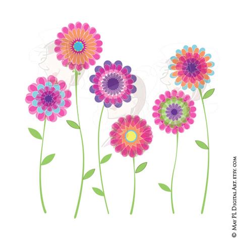 Pink Flower Clipart Spring Flowers Floral VECTOR Clip Art Digital ...