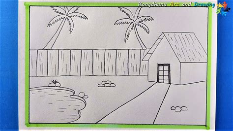 Draw a House area scenery || Easy with voice Tutorial - YouTube