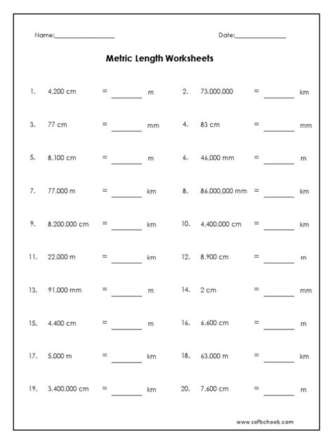 Metric Length Worksheet 4 | PDF