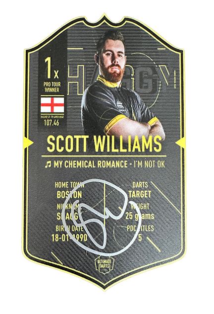 Exclusive Scott Williams *Signed* Mini Ultimate Darts Card