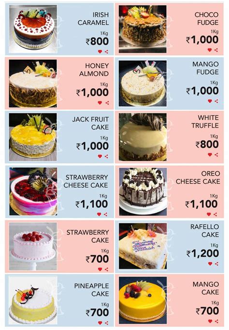 Cake Menu – FreshDay Delivery