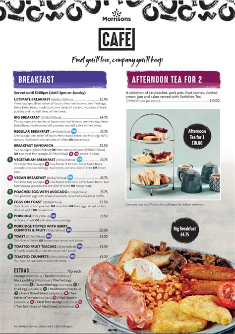 Our Morrisons Cafe Menu - Morrisons