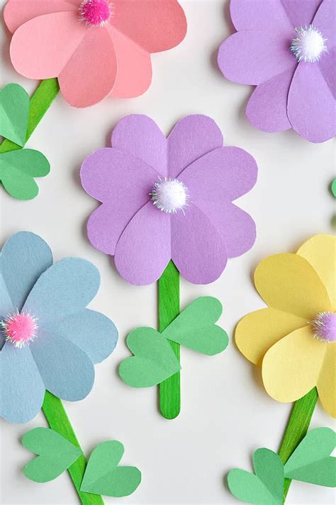 How to Make Construction Paper Flowers (From cut out heart shapes!)