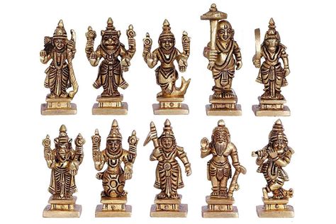 Buy Artvarko Brass Dashavatara Dasavatharam of Lord Vishnu Statues Ten ...