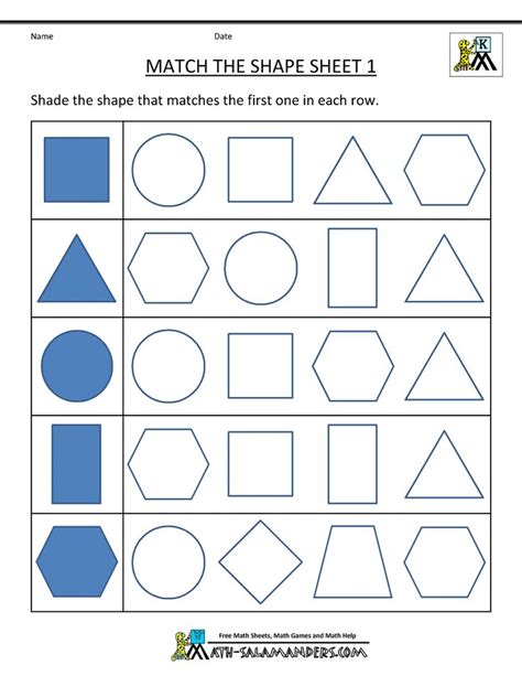 free printable geometry worksheets match the shapes 1 Shape Worksheets ...