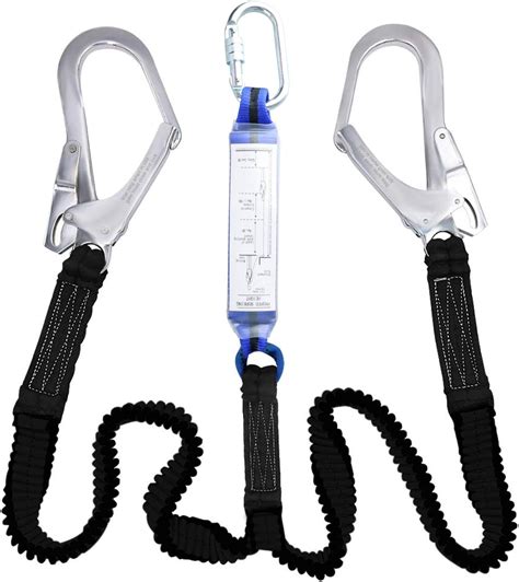 Safety Harness Y-Shaped Retractable Fall Protection Safety Harness Lanyard with 2 Hooks and 1 ...