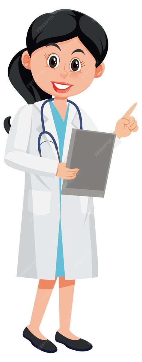 Premium Vector | A female doctor cartoon character on white background