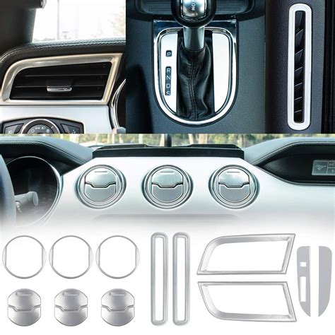 For 2015-2019 Ford Mustang Interior Accessories Decor Trim Cover Silver ...