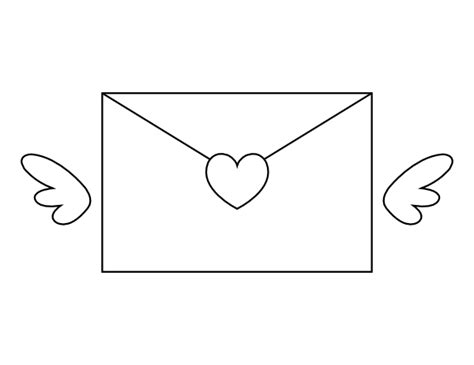 Printable Winged Heart Envelope Coloring Page