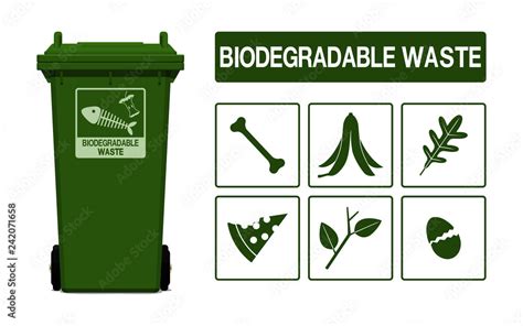 Set of biodegradable waste icon on transparent background Stock Vector | Adobe Stock