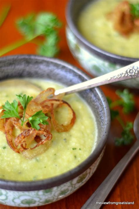 Green Cauliflower Soup with Fried Shallots | The View from Great Island