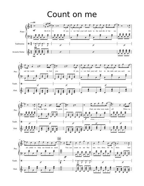 Count on me Sheet music for Piano, Tambourine, Guitar (Mixed Trio) | Musescore.com