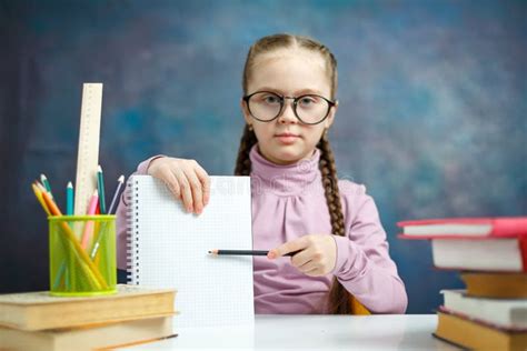 Smart Caucasian School Girl Study Photo Portrait Stock Photo - Image of learner, primary: 140204778