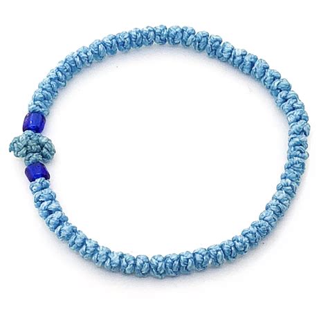 Thin Komboskini Greek Prayer Rope Bracelet – Light Blue – GREEK GIFT SHOP