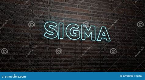 SIGMA -Realistic Neon Sign on Brick Wall Background - 3D Rendered ...