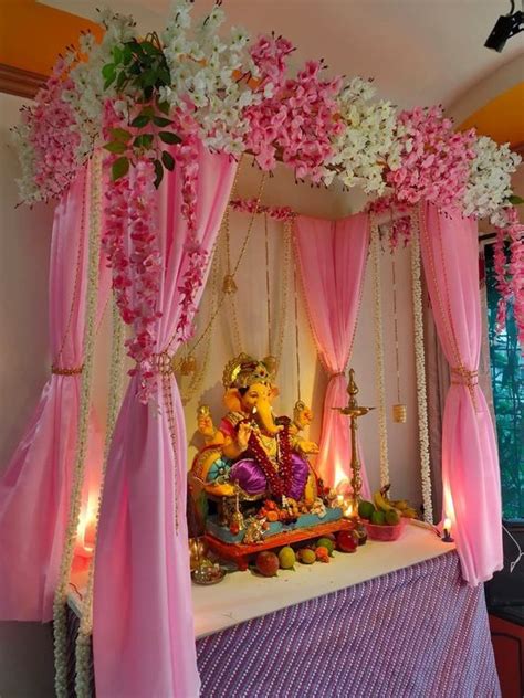 Artificial Flower Decoration for Ganpati at Home