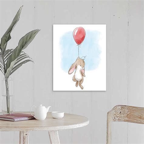 Little Bunny and Balloon Wall Art, Canvas Prints, Framed Prints, Wall ...