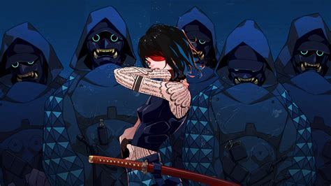 Anime Girl Ninja Squad Oni Mask 4K #7690g Wallpaper PC Desktop