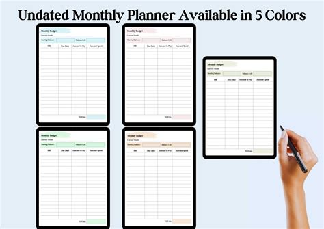 Digital Monthly Budget Planner Printable Monthly Budget Planner A5 A4 US 8.5x 11 Digital ...