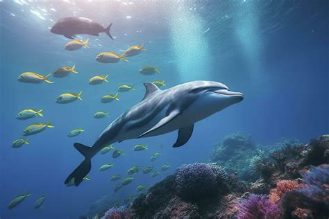 Dolphin Swimming Underwater