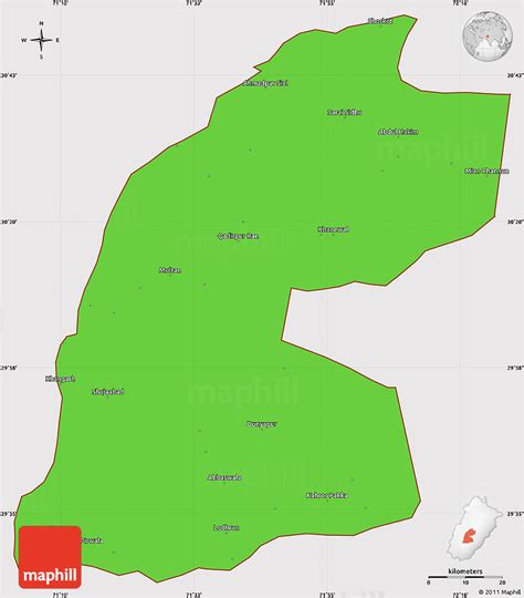 Political Simple Map of Multan, cropped outside