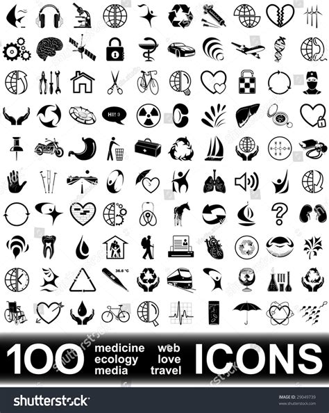 100 Vector Icons High Resolution Stock Vector (Royalty Free) 29049739 ...