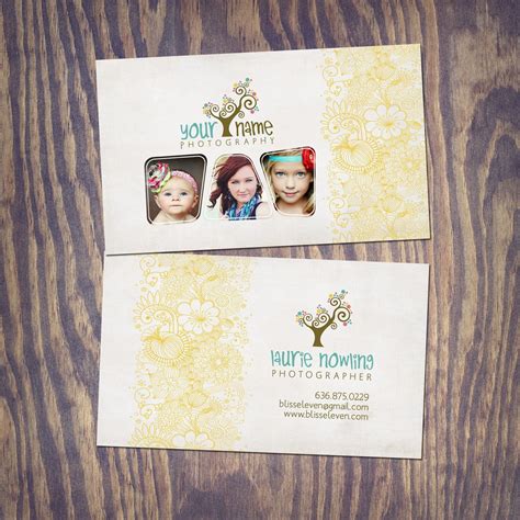 Photography Business Card PSD Template Design Yellow Pattern - Etsy