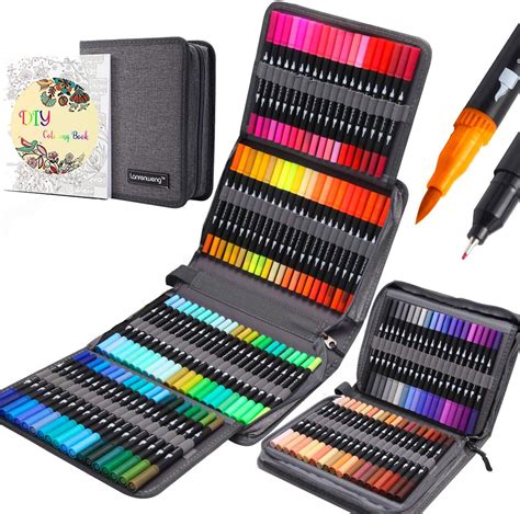 120 Colors Dual Tip Brush Pens Fineliners Art Markers