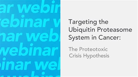 Targeting the Ubiquitin Proteasome System in Cancer: The Proteotoxic Crisis Hypothesis - YouTube