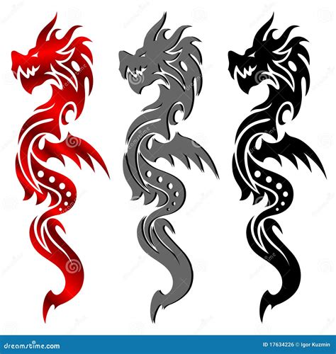 Dragon, Tribal Tattoo Royalty Free Stock Image - Image: 17634226