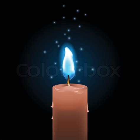 Burning wax candle with blue fire | Stock vector | Colourbox