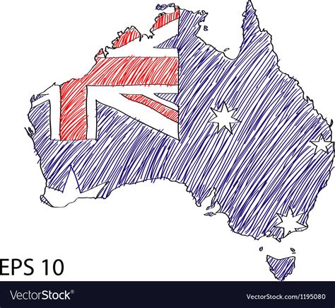 Australia flag sketched Royalty Free Vector Image