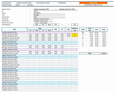 Work Log Excel Template