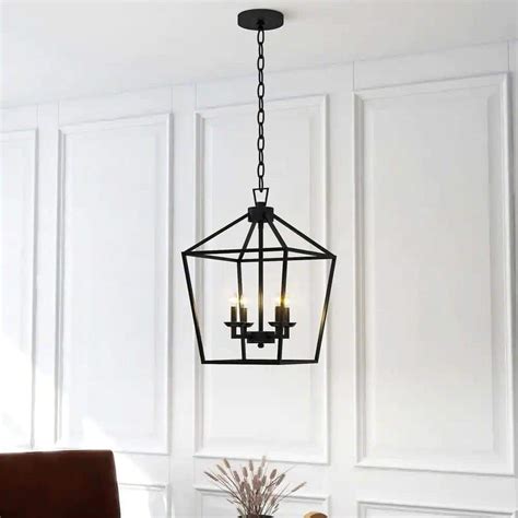 Uixe 6-Light Black Lantern Square Pendant SSIDL50336BK - The Home Depot