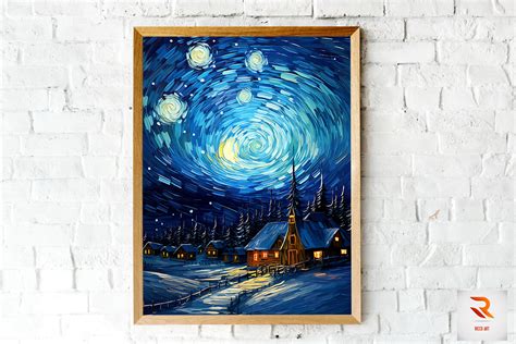 Beautiful Christmas Night Van Gogh Graphic by Ricco Art · Creative Fabrica