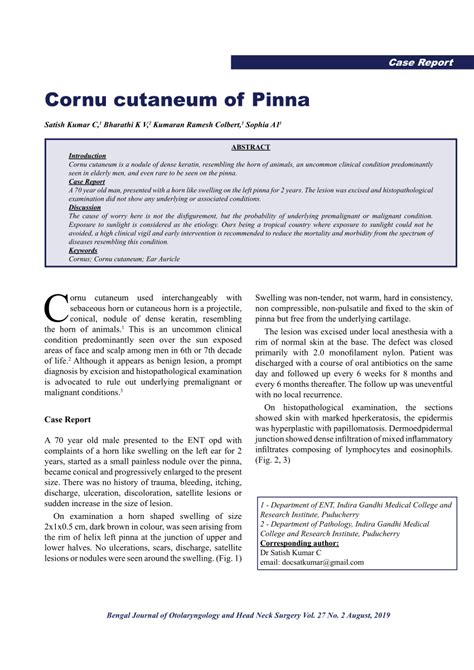 (PDF) Cornu cutaneum of Pinna