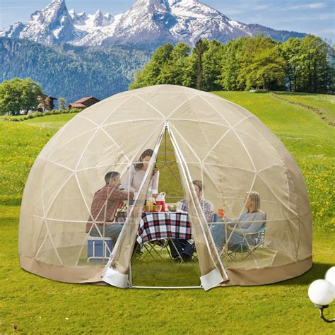 VEVORbrand Dome Igloo Bubble Tent 12ft Geodesic Dome With PVC Cover Lean To Greenhouse With Door ...