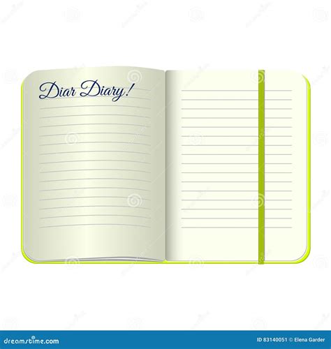 Template Open a Blank Notepad with the Words Dear Diary. Vector ...