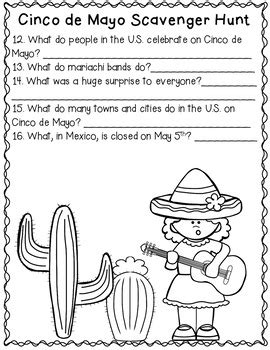 Cinco de Mayo-Scavenger Hunt by Elementary Teacher's Pet | TpT