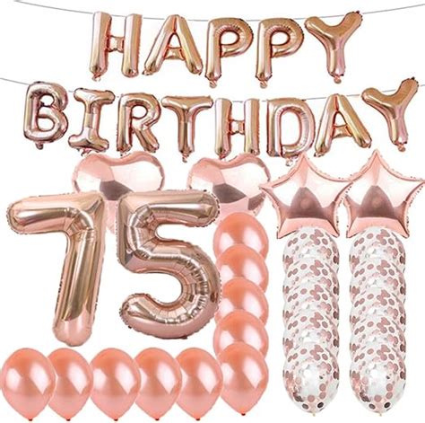 Amazon.com: Sweet 75th Birthday Decorations Party Supplies,Rose Gold ...