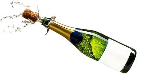 New Year's Popping Champagne Bottle with Blank Label to Customize : cutouts