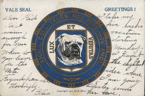 Yale University Seal, Bulldog College Seals Postcard