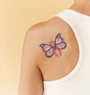 BUTTERFLIES: BUTTERFLY CANCER RIBBON TATTOO