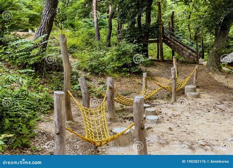 Hanging Rope Bridge in Public Park Stock Photo - Image of plant, asia: 190282176