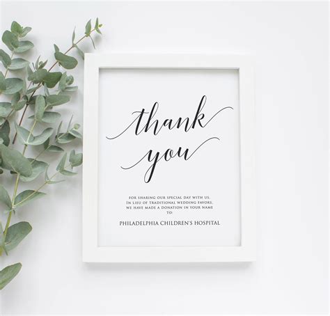 Printable Thank You Sign Thank You Sign Template Wedding | Etsy