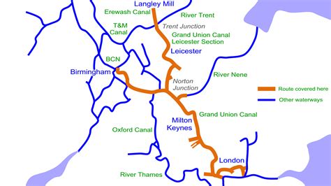 Grand Union Canal (All) Map for Download - Waterway Routes